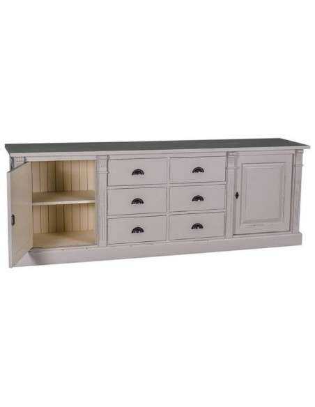 Libreria country legno di pino rustica o colorata con cassetti 223cm MS295B+72S
