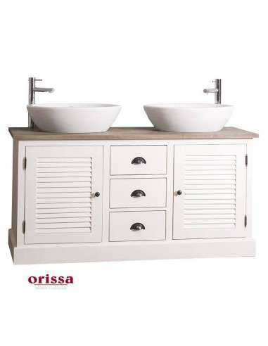 Mobile sottolavabo legno in stile country per doppio lavabo MS665