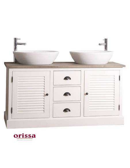 Mobile sottolavabo legno in stile country per doppio lavabo MS665