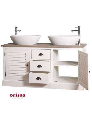 Mobile sottolavabo legno in stile country per doppio lavabo MS665