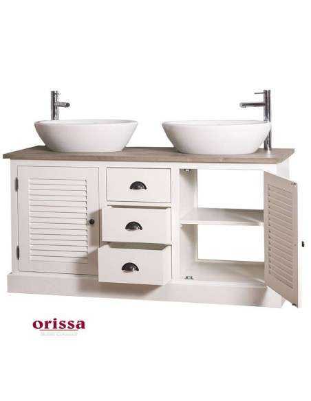 Mobile sottolavabo legno in stile country per doppio lavabo MS665