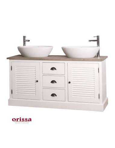 Mobile sottolavabo legno in stile country per doppio lavabo MS665