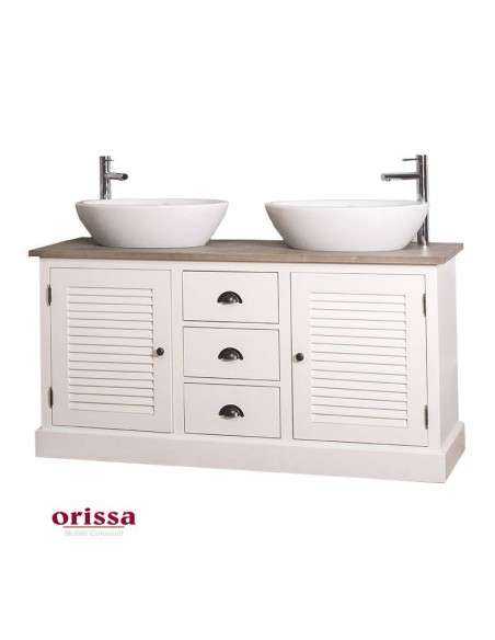 Mobile sottolavabo legno in stile country per doppio lavabo MS665