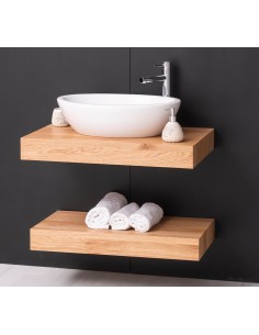 Mensola Sottolavabo Bagno in Legno Massello - Pino o Rovere da 100cm MS740