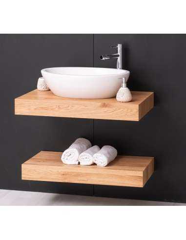 Mensola Sottolavabo Bagno in Legno Massello - Pino o Rovere da 100cm MS740