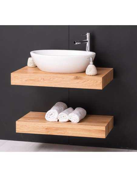Mensola Sottolavabo Bagno in Legno Massello - Pino o Rovere da 100cm MS740