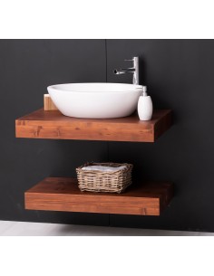 Mensola Sottolavabo Bagno in Legno Massello - Pino o Rovere da 100cm MS740 2