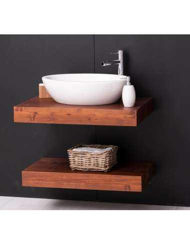 Mensola Sottolavabo Bagno in Legno Massello - Pino o Rovere da 100cm MS740