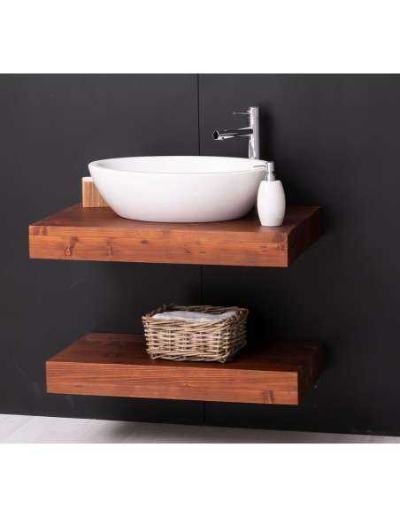 Mensola Sottolavabo Bagno in Legno Massello - Pino o Rovere da 100cm MS740