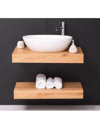 Mensola Sottolavabo Bagno in Legno Massello - Pino o Rovere da 100cm MS740