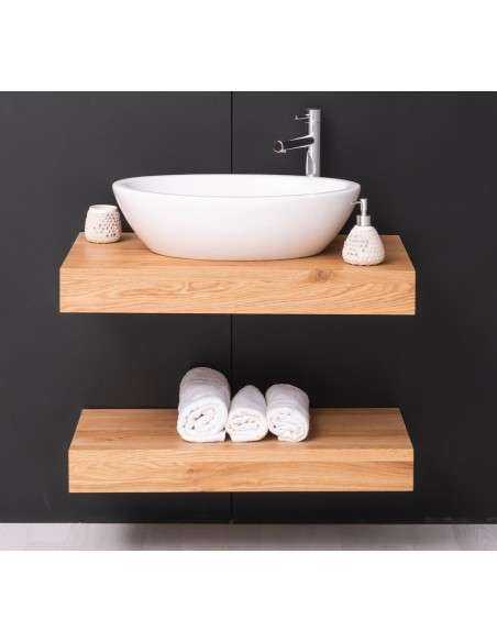 Mensola Sottolavabo Bagno in Legno Massello - Pino o Rovere da 100cm MS740