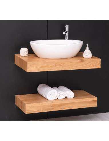 Mensola Sottolavabo Bagno in Legno Massello - Pino o Rovere da 100cm MS740