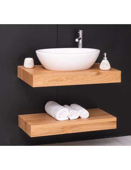 Mensola Sottolavabo Bagno in Legno Massello - Pino o Rovere da 100cm MS740