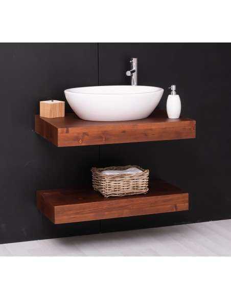 Mensola Sottolavabo Bagno in Legno Massello - Pino o Rovere da 100cm MS740