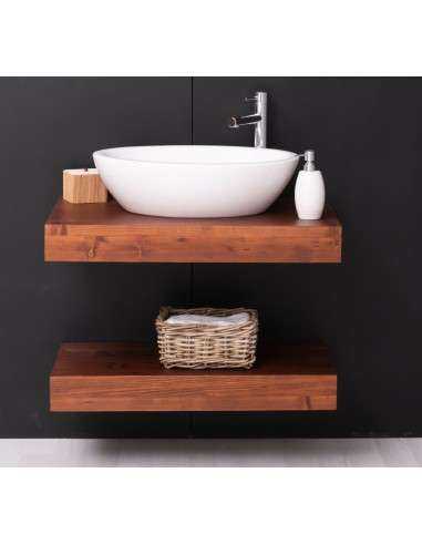 Mensola Sottolavabo Bagno in Legno Massello - Pino o Rovere da 100cm MS740