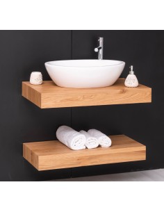 Mensola Sottolavabo Bagno in Legno Massello - Pino o Rovere da 90cm MS739