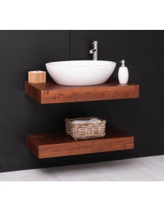 Mensola Sottolavabo Bagno in Legno Massello - Pino o Rovere da 90cm MS739 2