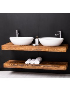 Mensola Sottolavabo Bagno in Legno Massello - Pino o Rovere da 120cm MS741