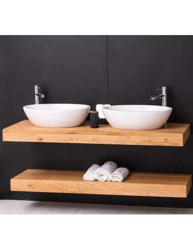 Mensola Sottolavabo Bagno in Legno Massello - Pino o Rovere da 150cm MS742