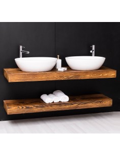 Mensola Sottolavabo Bagno in Legno Massello - Pino o Rovere da 150cm MS742 2