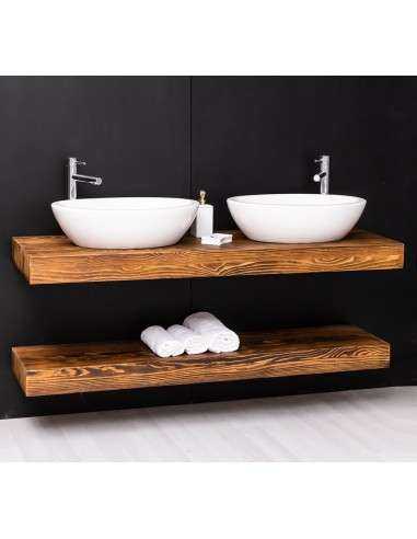 Mensola Sottolavabo Bagno in Legno Massello - Pino o Rovere da 150cm MS742