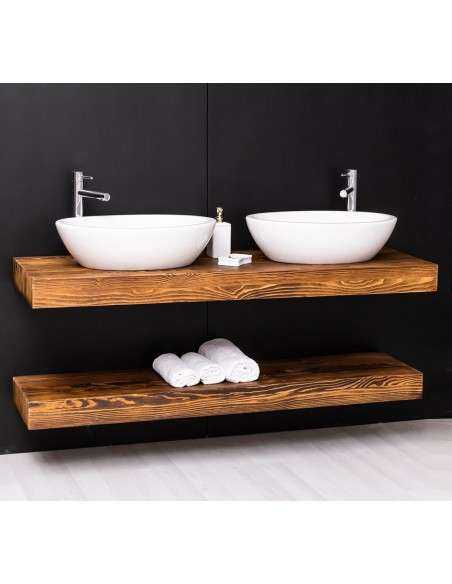 Mensola Sottolavabo Bagno in Legno Massello - Pino o Rovere da 150cm MS742