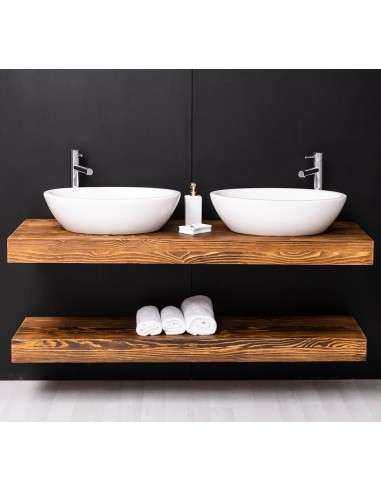 Mensola Sottolavabo Bagno in Legno Massello - Pino o Rovere da 150cm MS742