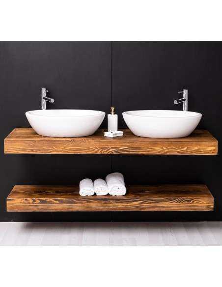 Mensola Sottolavabo Bagno in Legno Massello - Pino o Rovere da 150cm MS742