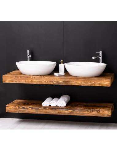 Mensola Sottolavabo Bagno in Legno Massello - Pino o Rovere da 150cm MS742