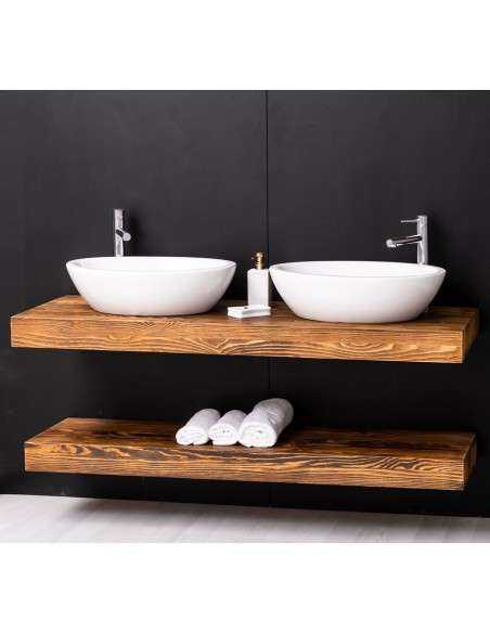 Mensola Sottolavabo Bagno in Legno Massello - Pino o Rovere da 150cm MS742