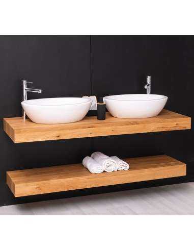 Mensola Sottolavabo Bagno in Legno Massello - Pino o Rovere da 150cm MS742