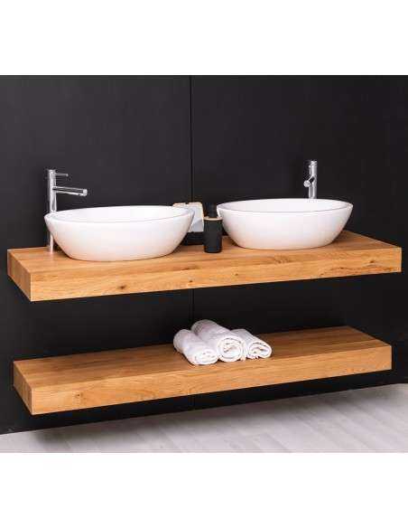 Mensola Sottolavabo Bagno in Legno Massello - Pino o Rovere da 150cm MS742