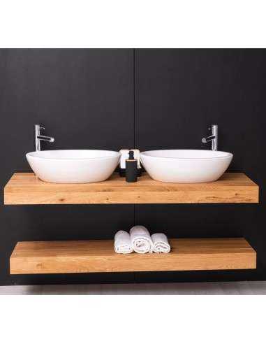Mensola Sottolavabo Bagno in Legno Massello - Pino o Rovere da 150cm MS742