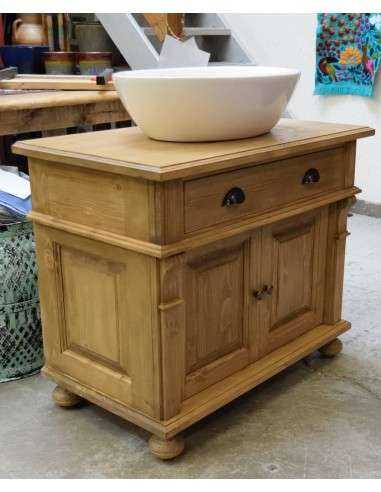 Mobile sotto lavabo con antine e cassetto legno MS716