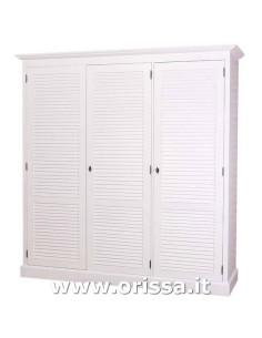 Armadio guardaroba stile country con tre ante a persiana MS619