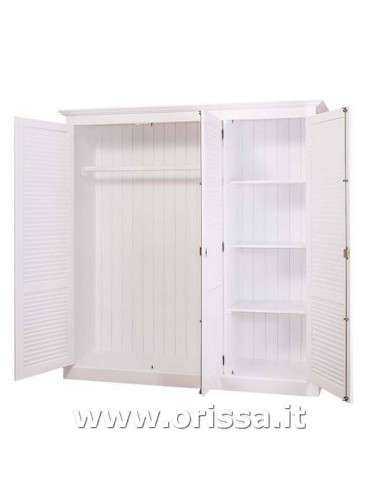 Armadio guardaroba stile country con tre ante a persiana MS619