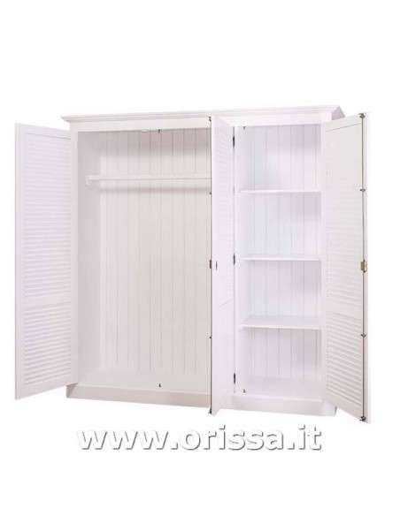 Armadio guardaroba stile country con tre ante a persiana MS619