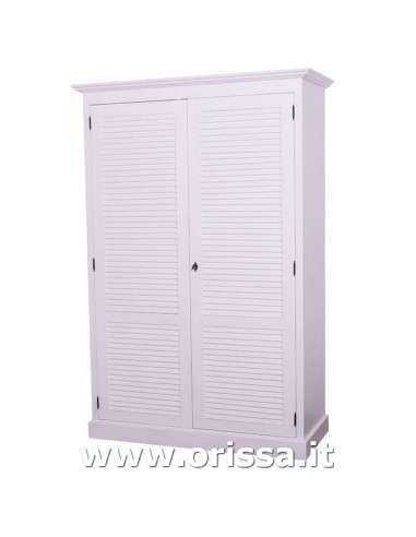 Armadio guardaroba stile country con due ante a persiana MS618