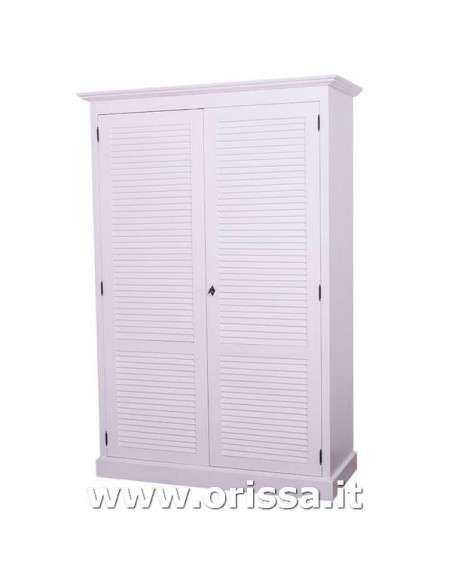 Armadio guardaroba stile country con due ante a persiana MS618