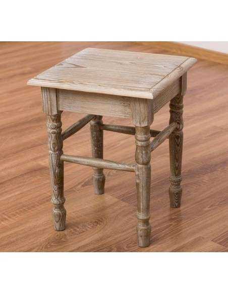 Sgabello country in legno rustico o colorato con gamba tonda MS679