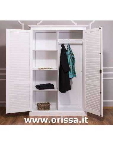 Armadio guardaroba stile country con due ante a persiana MS618