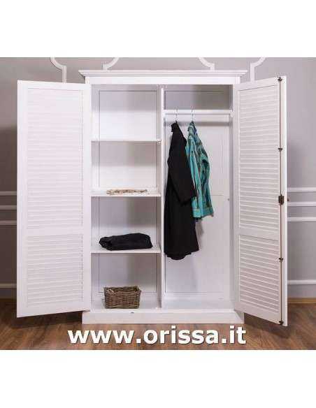 Armadio guardaroba stile country con due ante a persiana MS618
