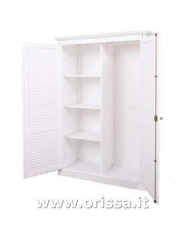 Armadio guardaroba stile country con due ante a persiana MS618