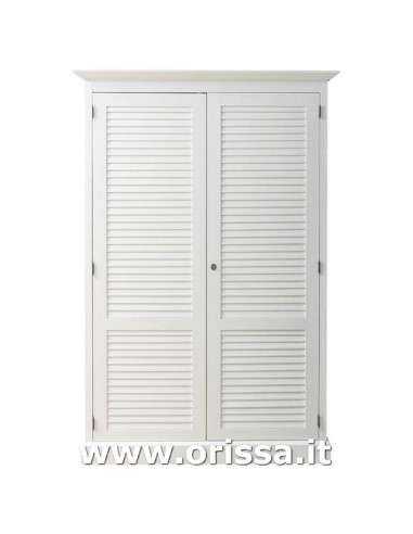 Armadio guardaroba stile country con due ante a persiana MS618