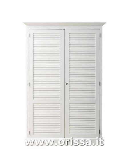 Armadio guardaroba stile country con due ante a persiana MS618