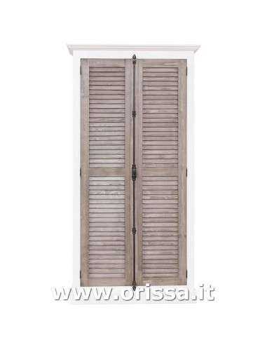 Armadio dispensa stile country con due ante a persiana legno colorato o naturale MS617