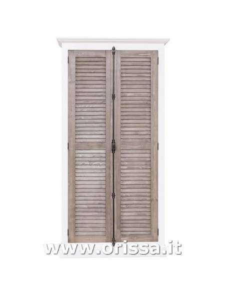 Armadio dispensa stile country con due ante a persiana legno colorato o naturale MS617