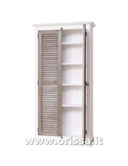 Armadio dispensa stile country con due ante a persiana legno colorato o naturale MS617