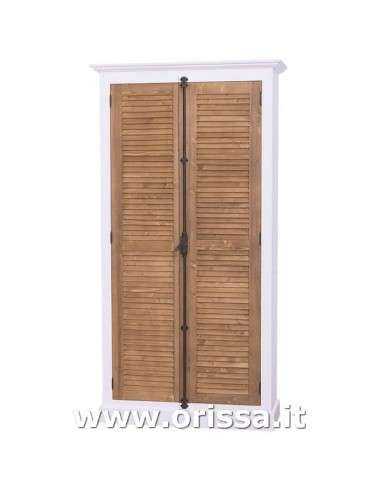 Armadio dispensa stile country con due ante a persiana legno colorato o naturale MS617