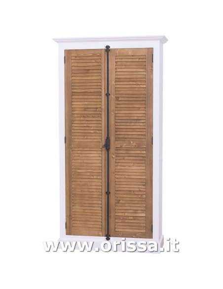 Armadio dispensa stile country con due ante a persiana legno colorato o naturale MS617